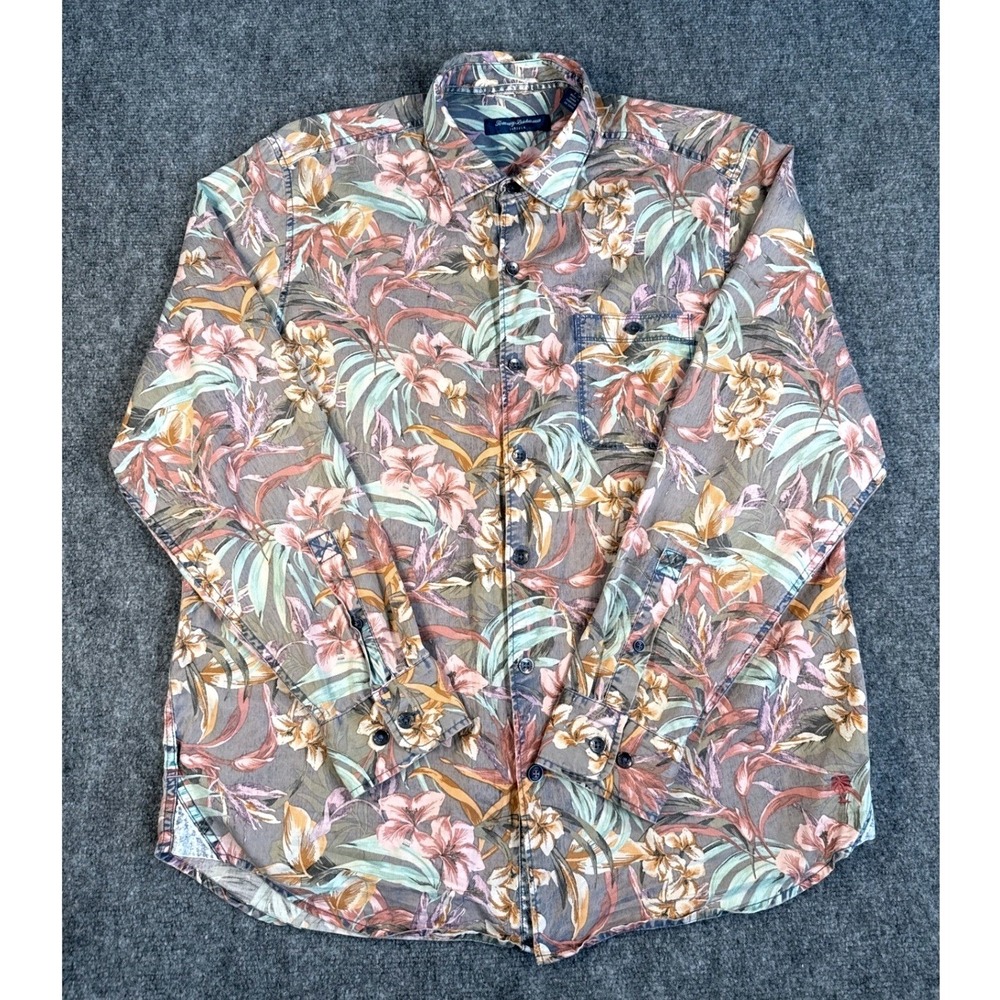 Tommy Bahama Tortola Mens Large Floral Tropical‎ Button Down Long Sleeve Shirt